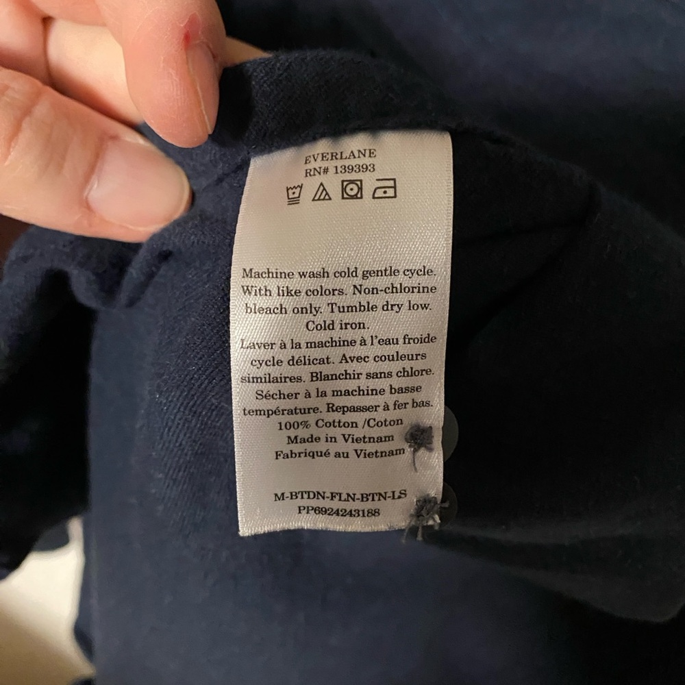 Everlane Dark Blue Collared Button Down Shirt - image 4